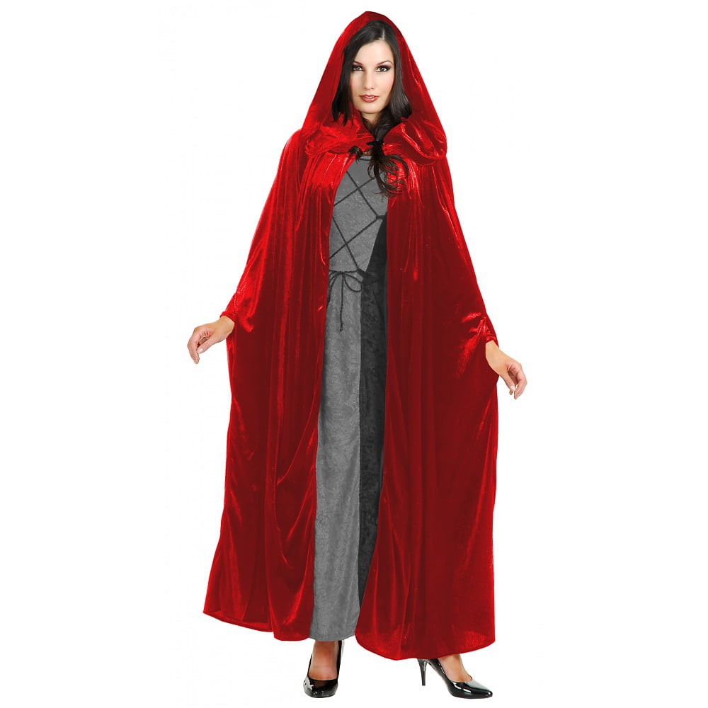 Panne Velvet Hooded Cloak Adult Costume Accessory Red One Size