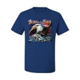 thumbnail image 2 of Wild Bobby, Born To Be Free Blad Eagle and American Flag Cars and Trucks Men's Graphic T-Shirt, Royal, 3XL, 2 of 3