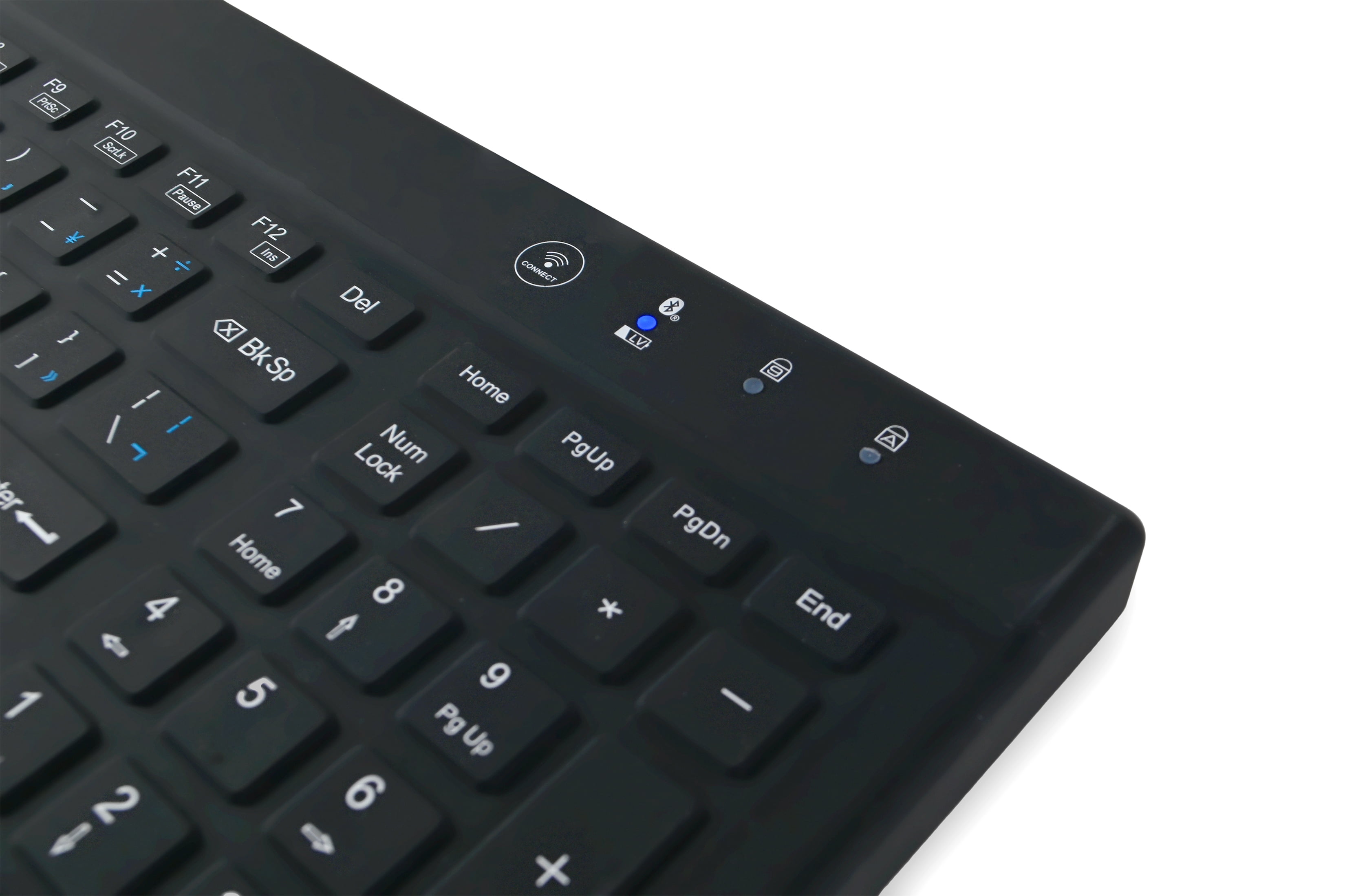 WetKeys 'Blue Connect' Professional-grade Rigid Silicone Waterproof Wireless Bluetooth®; Keyboard with ON/OFF Switch (BT) (Black) | KBWKRBT99Si-BK