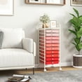 thumbnail image 2 of Costway 10 Drawer Rolling Storage Cart Scrapbook Paper Office School Organizer Pink, 2 of 9