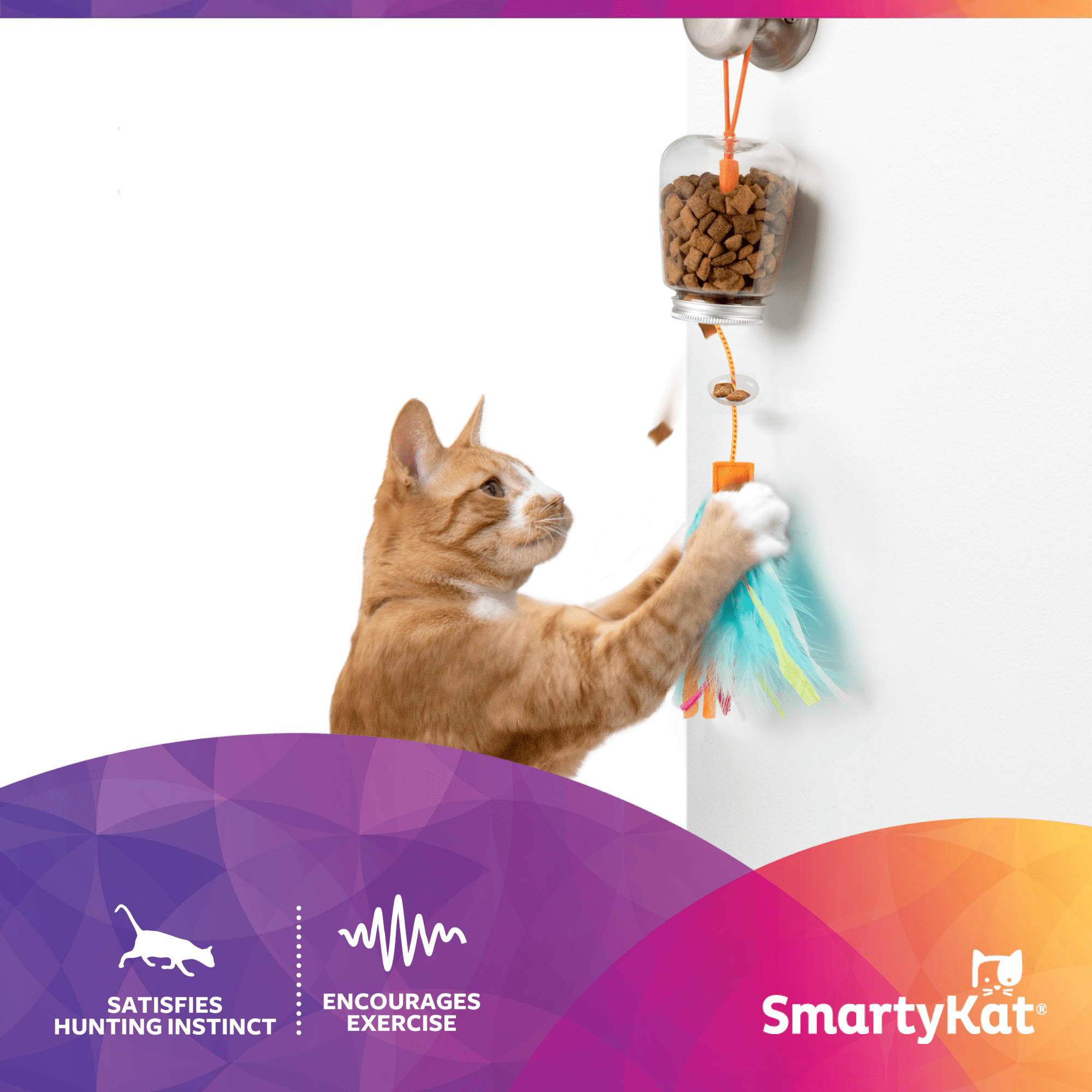 SmartyKat Treat Teaser Interactive Cat Toy for Prey Play & Treat Dispensing, Multi-Color, Medium - product image