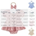 thumbnail image 3 of Fesfesfes Baby Toddler Girls Plaid Puff Sleeve Romper Dress with Bow Headband, Cute Summer Short Sleeve Onesie Bodysuit Outfit for Daily Wear Kids 0-18 Months Old., 3 of 9