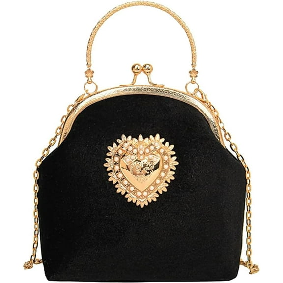 Women's Kiss Lock Crossbody Bag Small Velvet Kiss Clasp Shoulder Cross Body Purse Retro Top Handle Handbag Evening Bags