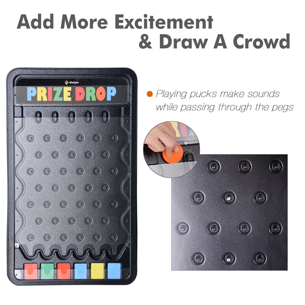 WinSpin 30x19" Medium Prize Drop Board Game Customizable Logo Area Slots 10 Pucks Carnival Tradeshow Party