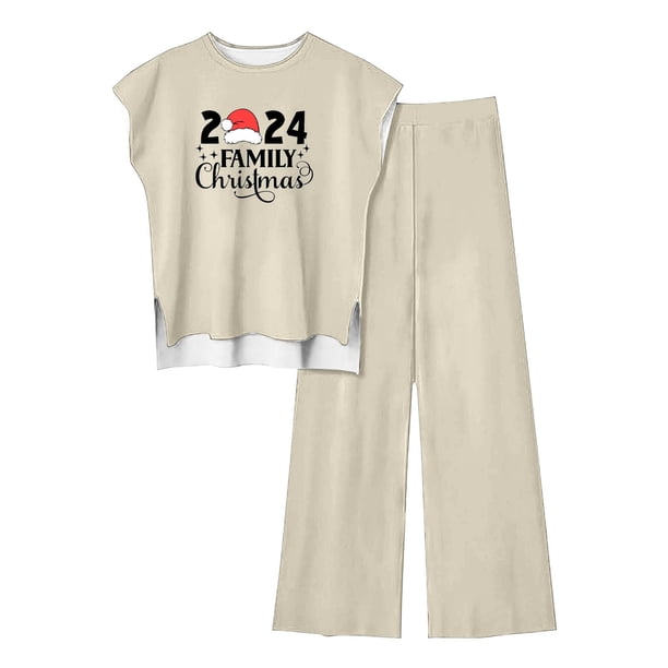 Pantalones Casuales sin Mangas Impresos con Cuello Redondo Conjunto Superior, Pantalones Ligeros Mujeres para Primavera Verano