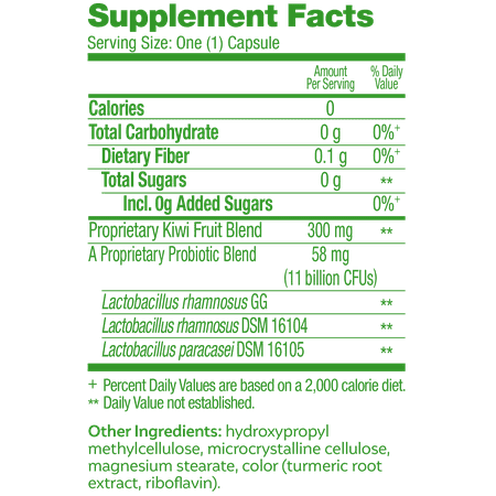 Culturelle Advanced Regularity Probiotic and Prebiotic Fiber, Kiwi Capsules, 30 Count
