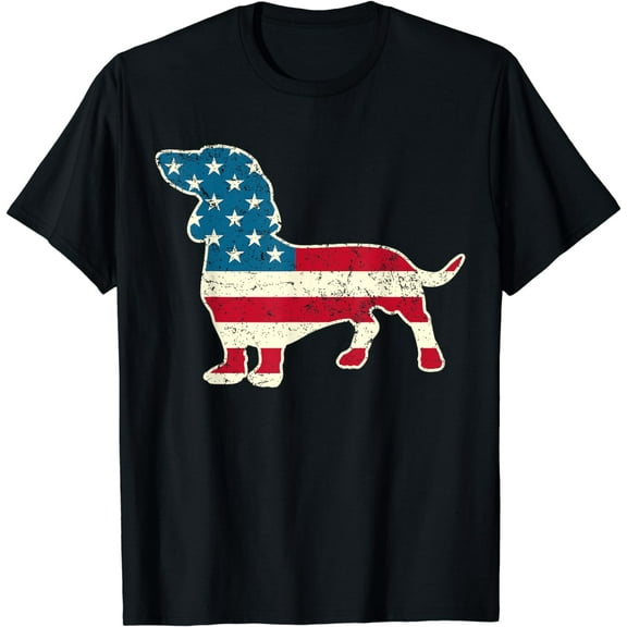 Dachshund 4th of July American Flag Dog Lovers Men Women USA T-Shirt