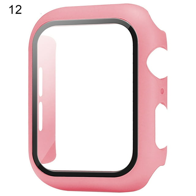 Flmtop 1 Pce Protecteur d'Écran de Montre avec Protection Globale à 360° Anti-Rayures Étuis de Montre Intelligente PC Verre Trempé Protecteur d'Écran de Montre Housse de Protection Confortable Compatible avec Apple Watch 6/Se