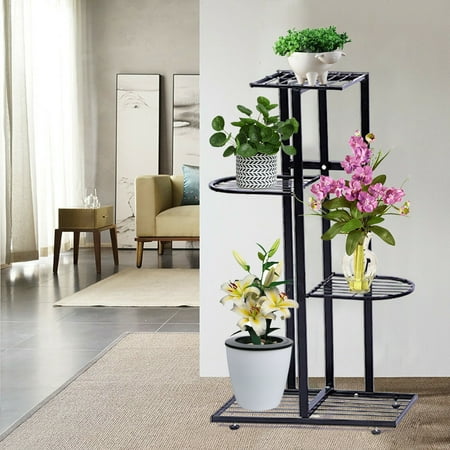 CNCEST 4 Tier Metal Plant Flower Pot Display Stand Holder Flower Rack Storage Shelf