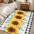 thumbnail image 4 of 3'x5' Rug for Living Room Bedroom, Sunflower Washable Area Rugs Non-Slip Carpet Mats, Yellow Floral Black Plaid Eucalyptus Leaves Indoor Low Pile Area Rug Runner for Kitchen, Mudroom, 4 of 8