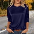 thumbnail image 2 of ICHUANYI Satin Blouses for Women Women's Spring/Summer Silk Button Down Shirts Long Sleeve Business Casual Tops Solid Color Pullover Top, 2 of 9