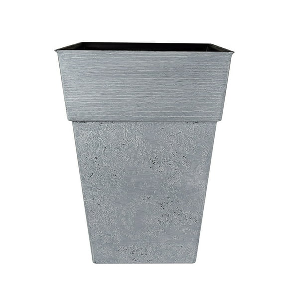 The HC Companies Avino 16-Inch Square Resin Flower Planter Pot, Oxidized Black