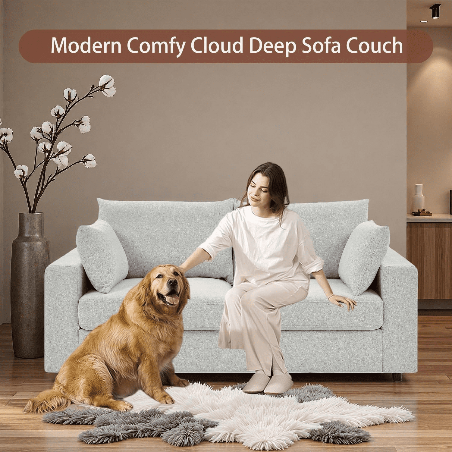 MOONMISS 78'' Loveseat Sofa for Living Room, Apartment, Office, 2-Seat, Beige