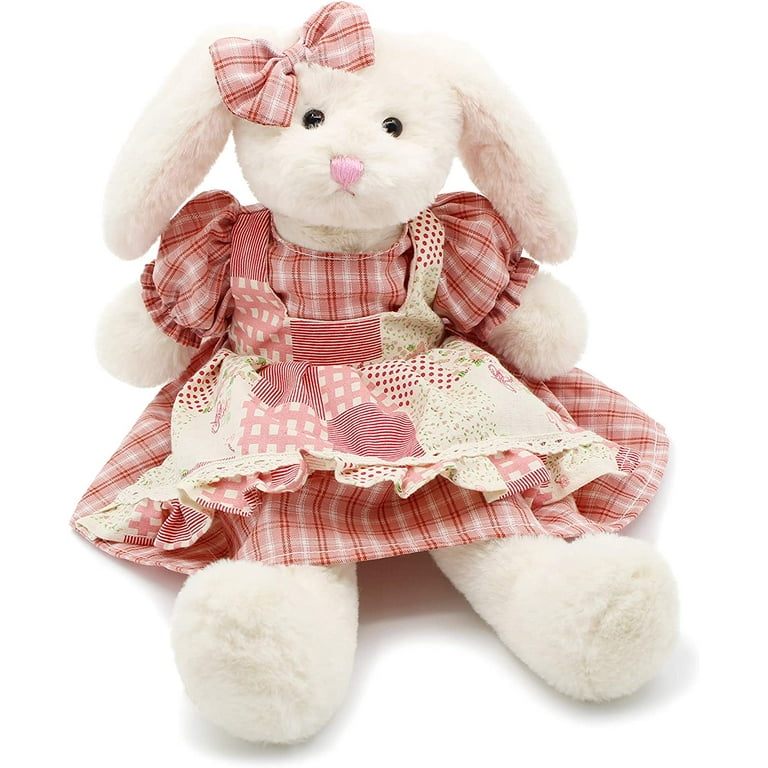 Oitscute Small Baby Teddy Bear with Cloth Cute Stuffed Animal Soft Plush Toy 10 (Red Lace Dress)