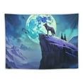 thumbnail image 5 of Fenyluxe Wild Animal Wolves Wolf Tapestry Wall Hanging, Wildlife Safari Decor Trippy Howling Wolf Blue Tapestries Mountains Purple Moon Black Forest Colorful Wall Art for Bedroom Dorm, 5 of 6