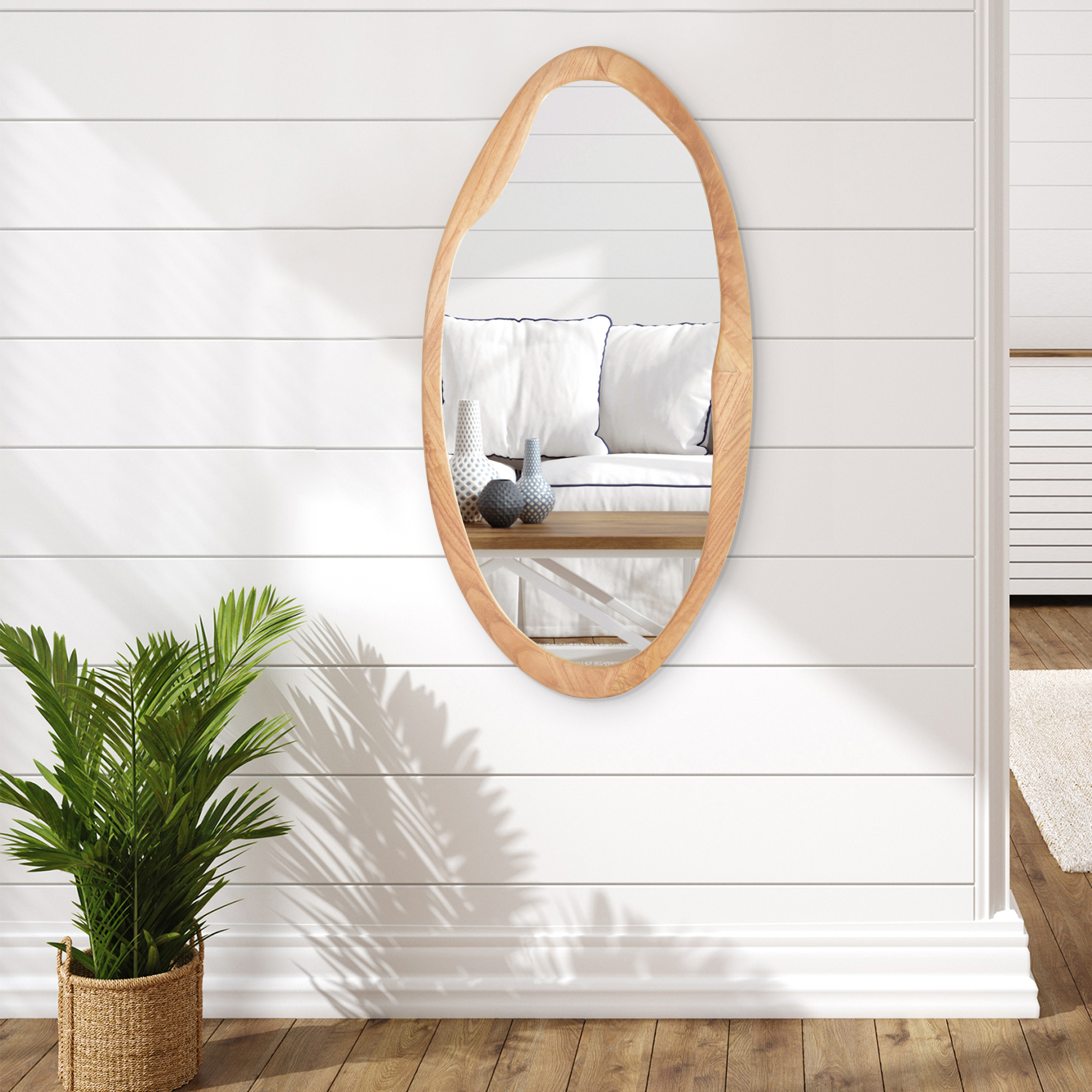 Americanflat 20 x 40 Organic Shaped Wood Mirror