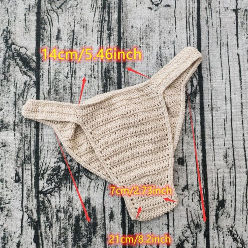 Mens Jockstrap Breathable Underwear Hand Crochet G String Swimming Thongs 