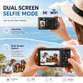thumbnail image 5 of Ourlife 5K Digital Camera 80MP, Dual Screen WiFi Vlogging Device with 18X Zoom, Flash, 64GB Card, Point-and-Shoot for Teens Adults, Black, 5 of 10