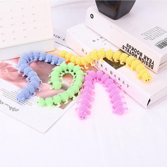 Juego de juguetes sensoriales de orugas para aliviar el estrés, ansiedad, fideos de gusano, juguete para adolescentes y adultos, 8 Uds.