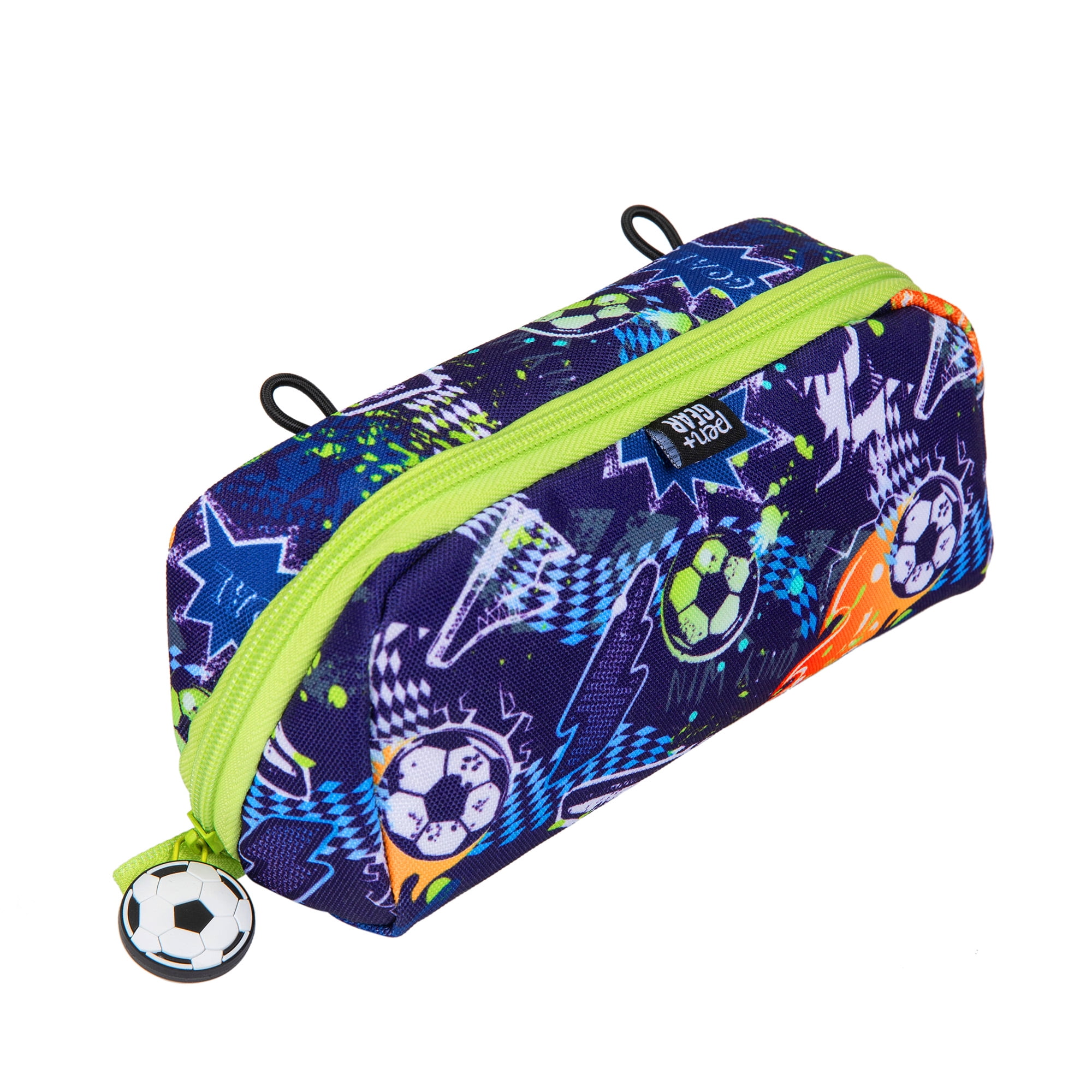 Soccer Big Capacity Pencil Pen Case Flame Soccer Large Pencil Pouch with  Zipper Compartments Durable Pencil Bag for Boys Girls Adults Student Office