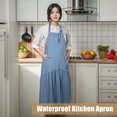 thumbnail image 6 of Unique Bargains Cotton Linen Apron Halter Apron Apron with Pockets Painting Pinafore for Baking Garden Cleaning Blue, 6 of 6