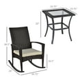 thumbnail image 3 of Outsunny 3 Pieces Patio Wicker Rocking Chair Set,  Outdoor PE Rattan Bistro Set Conversation Rocker Set with 2 Chairs 1 Coffee Table for Backyard, Deck, Poolside, Dark Grey, 3 of 10