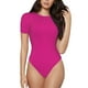 thumbnail image 1 of Balery Darkmagenta Body de cuello redondo de manga corta para mujer Tops de manga corta Tops básicos-Large, 1 of 7