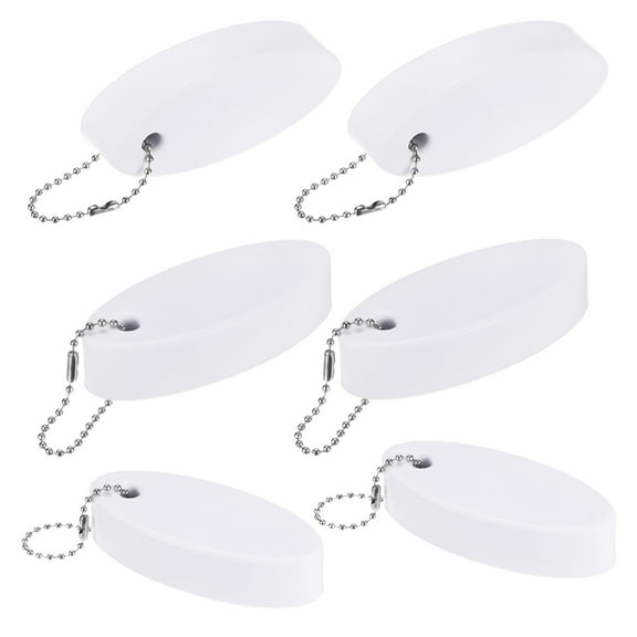 Uxcell 6-Pack Floating Key Chain for Boating, Waterproof Bright Color Key Rings for Outdoor Water Sport [White]