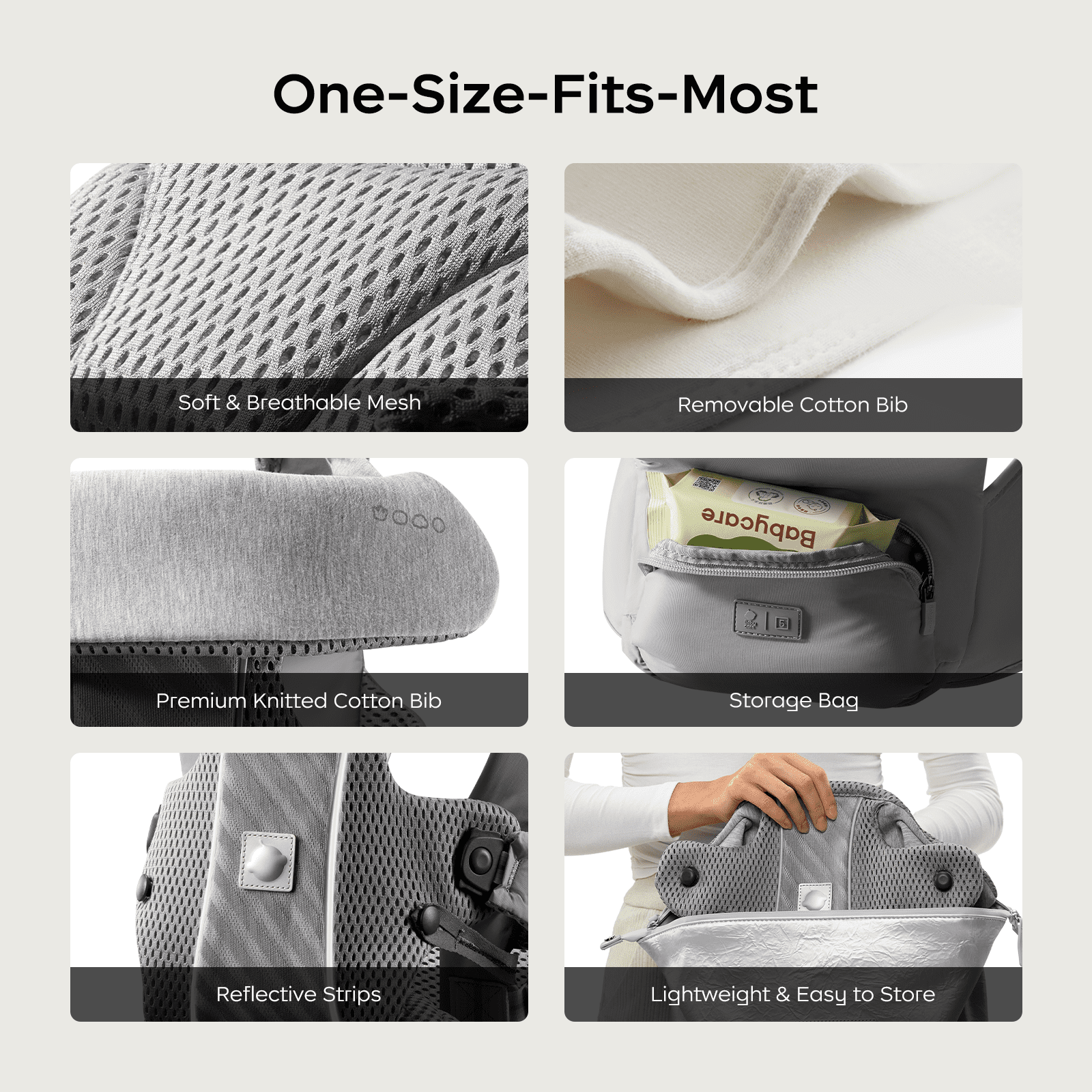Bc Babycare Ergonomic Baby Carrier with Hip Seat Lumbar Support for Newborn to Toddler,Gray