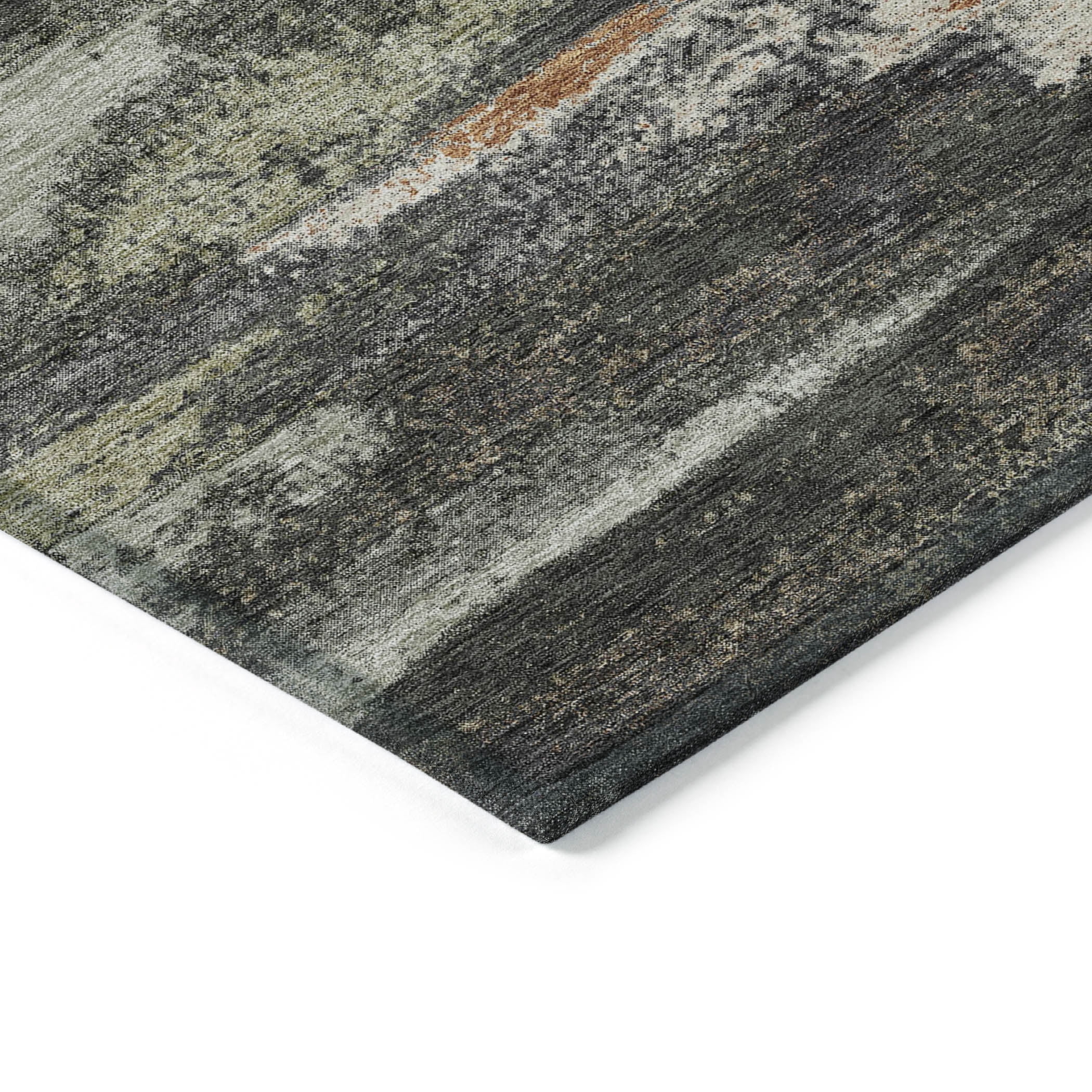Addison Rugs Chantille Indoor/Outdoor Transitional Geometric, Abstract Charcoal Washable Rectangle Rug, 3' x 5'