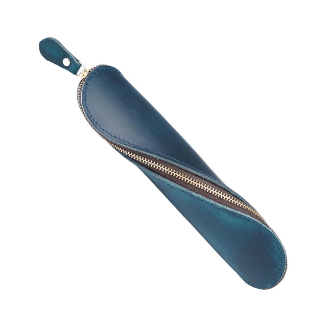 Estuche portátil para lápices, neceser, organizador de almacenamiento, estuche con cremallera para papelería. Azul