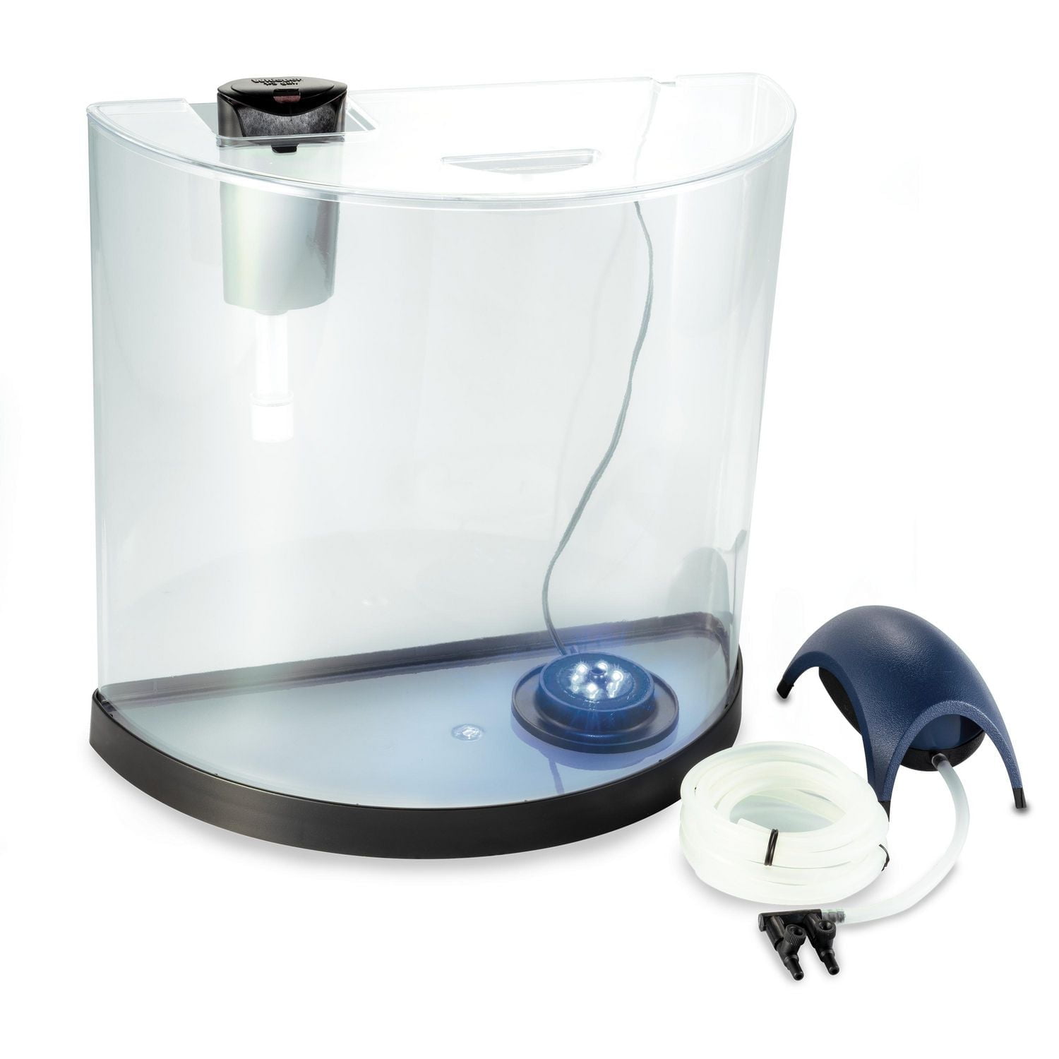 GloFish Half-Moon Bubbling Aquarium Kit, LED 3 gal
