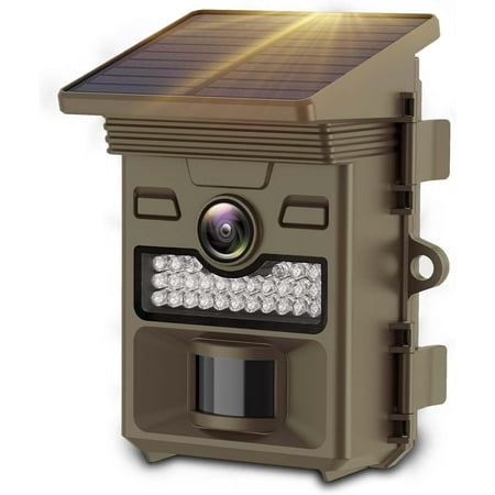 CAMPARK Solar Trail Camera 32MP 1080P Game Hunting Deer Camera with Night Vision Waterproof IP66 0.1s Tigger 120°Wide-Angle Trail Cam for Wildlife Monitoring