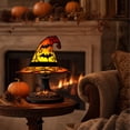 thumbnail image 6 of AZXY Halloween Decor Tabletop Lights, Stained Glass Witch Hat LED Table Lamp with Bat Pumpkin Pattern, Warm Glow Vintage Figurine Ornament for Mantel Desk Indoor Halloween Home Party Decor, 6 of 7
