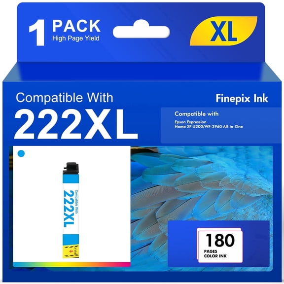 Compatible for Epson 222XL Ink Cartridge for Epson 222 Ink Cartridges for Epson 222 XP-5200/WF-2960 Printer Ink ( Cyan)