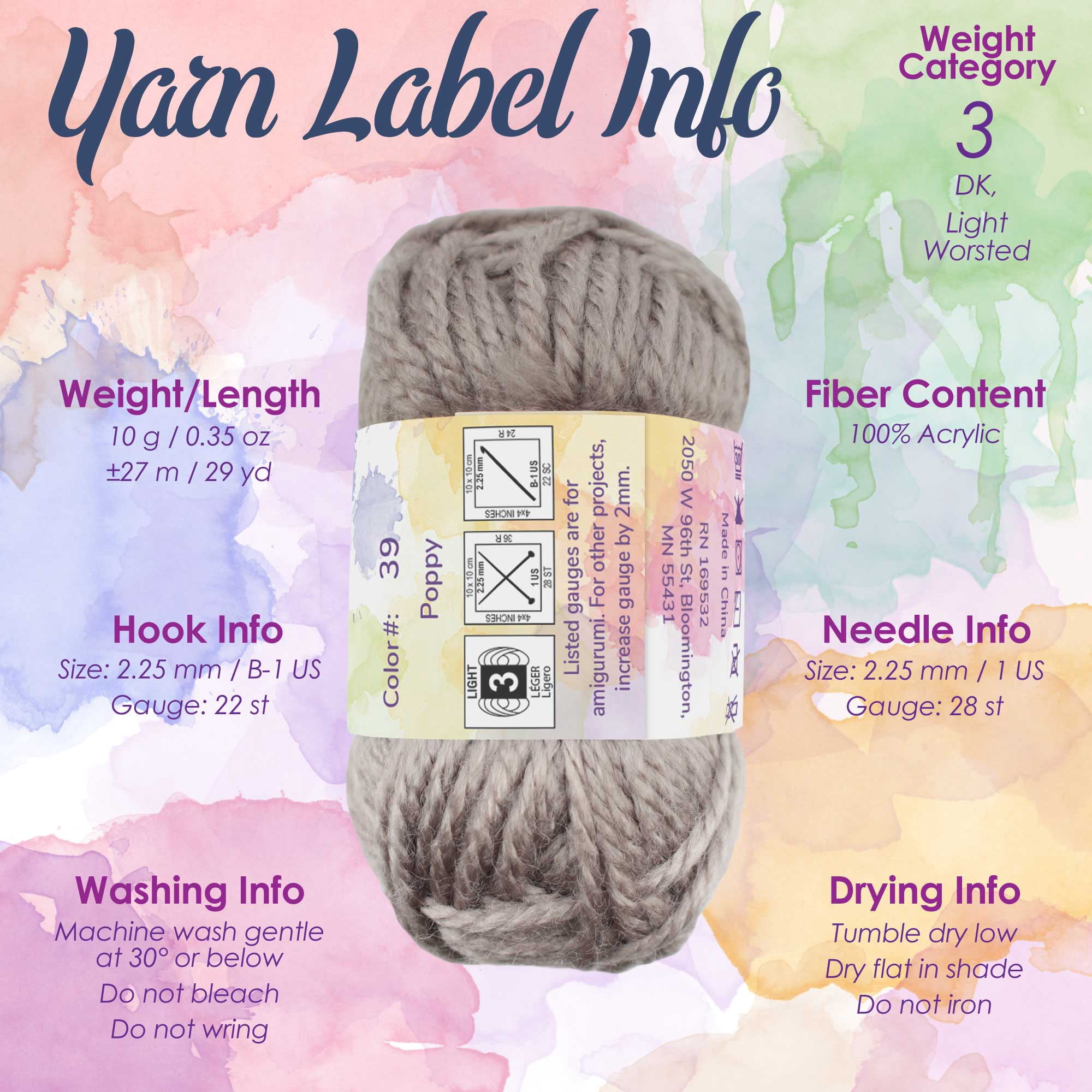 JubileeYarn Amigurumi Select Yarn Bonbons - 10g/Skein Baby Weight Acrylic - Dark Colors - 20 Skeins