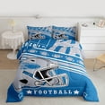 thumbnail image 2 of Homewish Modern Football Player Full Size Comforter Sets for Child, Cartoon Ball Sports Bedding Comforter Set, Blue Grey Abstract Reversible Bedding Sets, Ultra Soft Bedroom Decor, 3pcs, 2 of 8