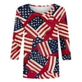 thumbnail image 4 of GERsome 4th of July T Shirts Womens 3/4 Length Sleeve Patriotic Tops Casual American Flag Shirts Crewneck Loose-Fit Blouses S-5XL, 4 of 4