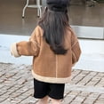 thumbnail image 4 of Boys Girls Sherpa Lined Faux Suede Oversized Jackets Vintage Zip Up Thick Soft Comfortable Fuzzy Winter Padded Coats (Coffee,2-3 Years), 4 of 7