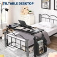 thumbnail image 2 of Mesa para Cama con Ruedas Ajustable - Escritorio Móvil de 120 cm con Altura y Longitud Regulables de 32 a 47 Pulgadas - Superficie Inclinable en 5 Posiciones y Estructura de Acero con Acabado Negro, 2 of 8
