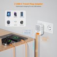 thumbnail image 4 of Adaptador de enchufe de viaje TESSAN de EE. UU. a Europa con 4 salidas y 3 USB, 4 of 6