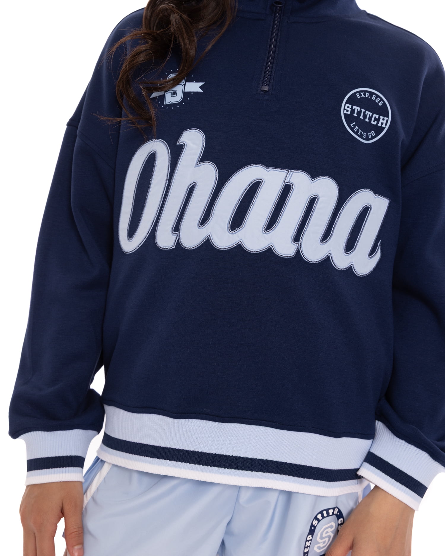 Stitch Girls' Quarter Zip Graphic Pullover Sweatshirt with Long Sleeves, Sizes 4-12