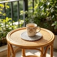thumbnail image 2 of 4 Pack Round Cotton Yarn Woven Placemats, Linen Heat Resistant Table Trivets, Insulating Dish Coaster Set, Matching Storage Rack Included For Kitchen Dining Table Decor, 2 of 5
