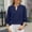 Navy, variant on Stylish Keyhole V Neck Puff 3/4 Length Sleeve Womens Tops Dressy Casual Chiffon Work Blouses Pleated T-Shirts Loose Fit Shirts Hot Pink 4-6