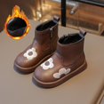 thumbnail image 2 of XXWXYD Toddler Shoes Girls Spring Autumn Winter Boots Plus Velvet Short Boots Children's Side Zipper Boots Baby Short Boots for Simple Casual Non Slip Breathable Shoe(3.5-4 Years,Brown), 2 of 9