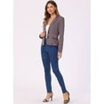 thumbnail image 2 of DARING DIVA Women's Striped Notched Lapel Button Closure Blazer L Navy Pink, 2 of 6