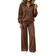 thumbnail image 2 of Mifsaly Track Suits 2 Piece Set for Women Zip Up Sweatshirts Jacket and Wide Leg Pants Fall Winter Daily Going Out Workout Lounge Matching Outfits, 2 of 5