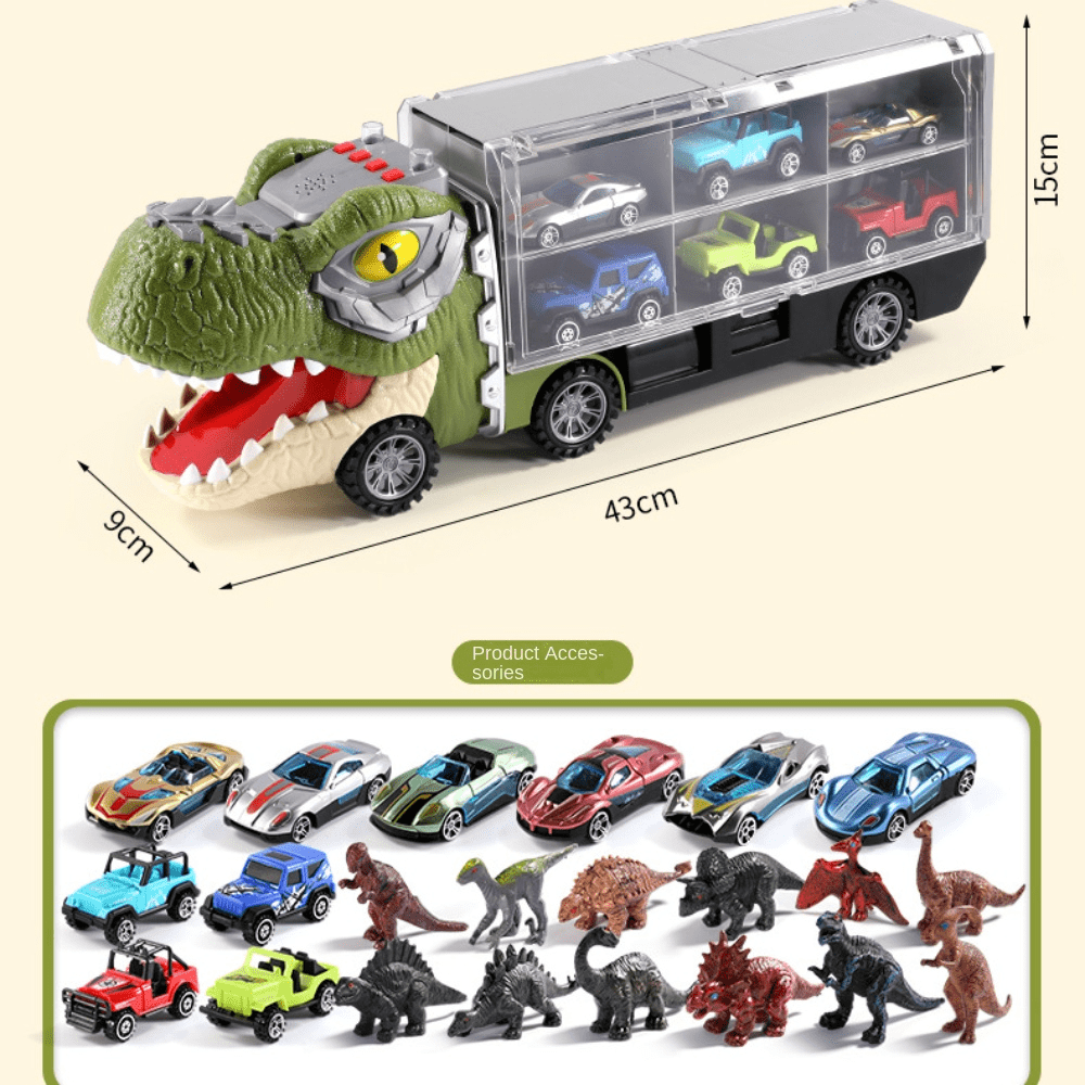 Dinosaur Truck For Kids With 22 Car Vehicles,Toy Dinosaur Transport ...