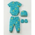 thumbnail image 5 of KIMI BEAR Newborn Baby Boys Layette Essentials 3-6 Months Romper Pants Gift Sets 4 Packs Short Sleeves Bodysuit Tops Pants Set with Hats and Gloves 16pcs Outfits Green, 5 of 9