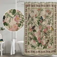 thumbnail image 5 of Beige Spring Floral Shower Curtain, Waterproof Shower Curtains for Bathroom, Elegant Pastoral Flowers Birds Watercolor Washable Fabric Bathtub Curtain Set Bath Decor with 12 Hooks Extra Long 72"x96", 5 of 8